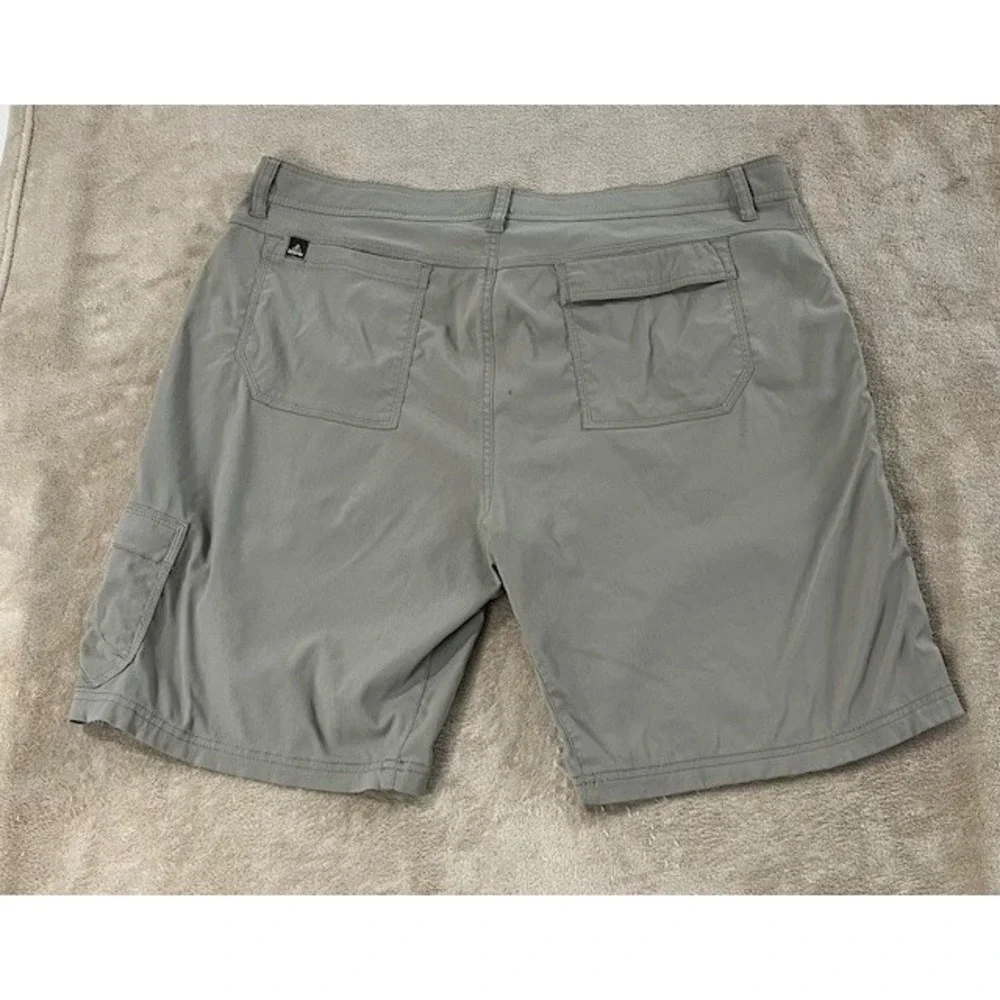 PrAna zion Shorts Mens Size 40Wx10L Waist Khaki Brown Belted Cargo hiking‎ nylon